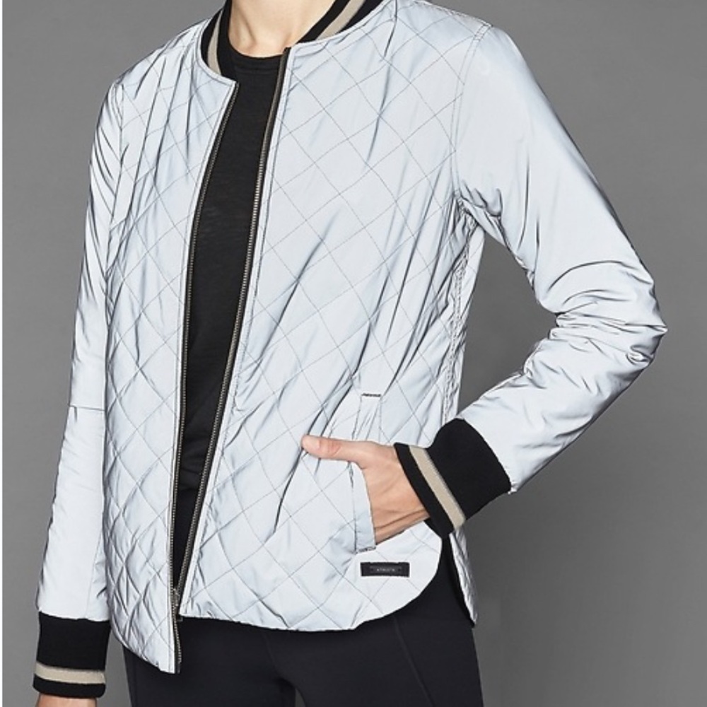 Women's Athleta Reversible Flash Jacket - Silver/Gray Black